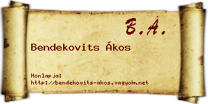 Bendekovits Ákos névjegykártya