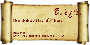 Bendekovits Ákos névjegykártya